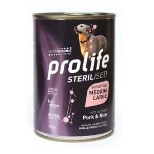 Prolife Sterilised medium/large Maiale e riso umido cane sensitive
