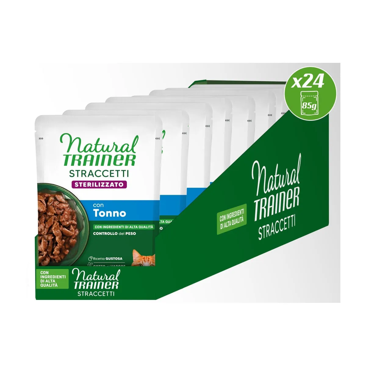 Natural Trainer Straccetti Sterilised Cat Busta Multipack 24x85G - immagine 3